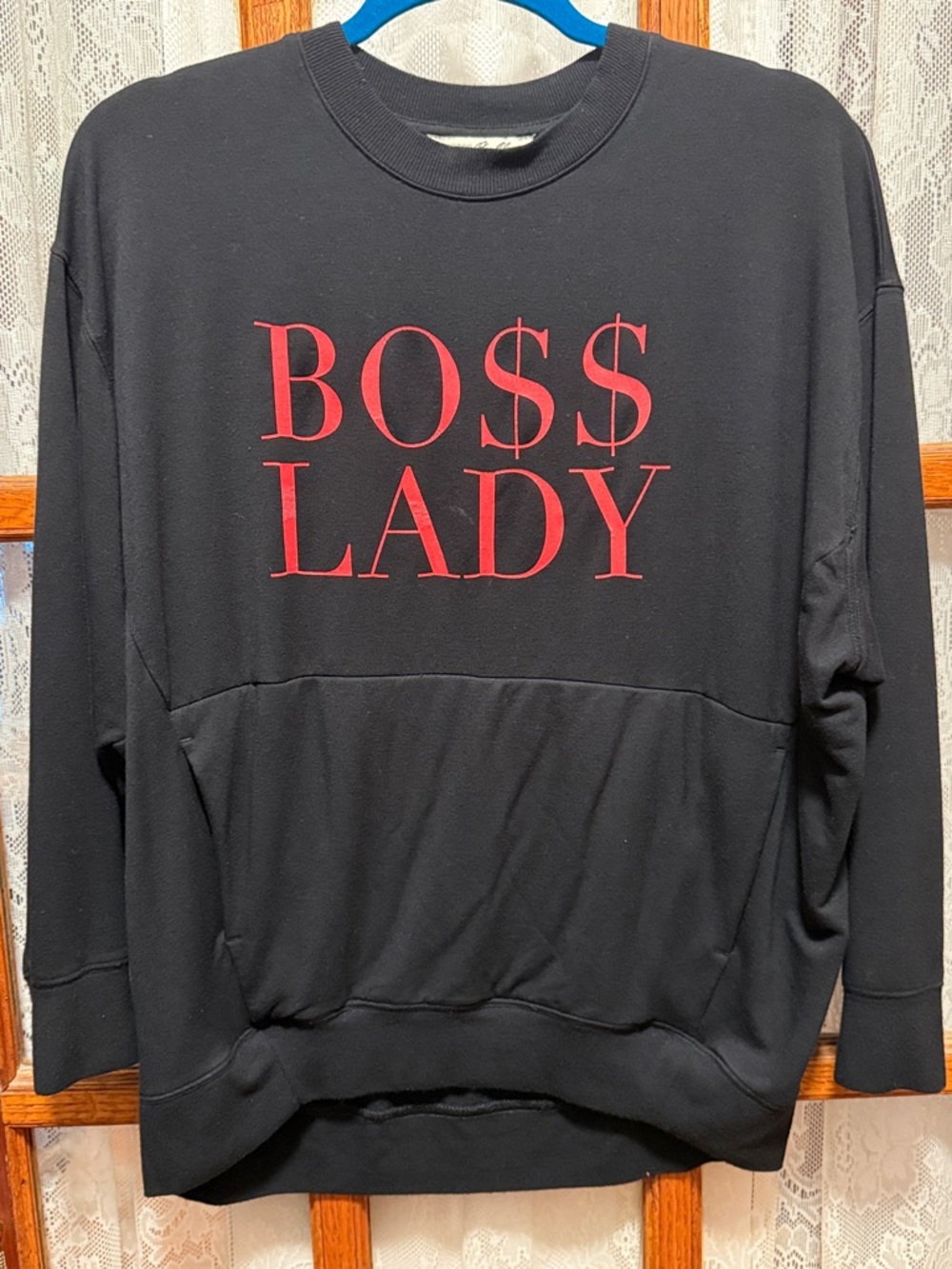 Express Black Sweatshirt with Red "BOSS LADY" Graphic